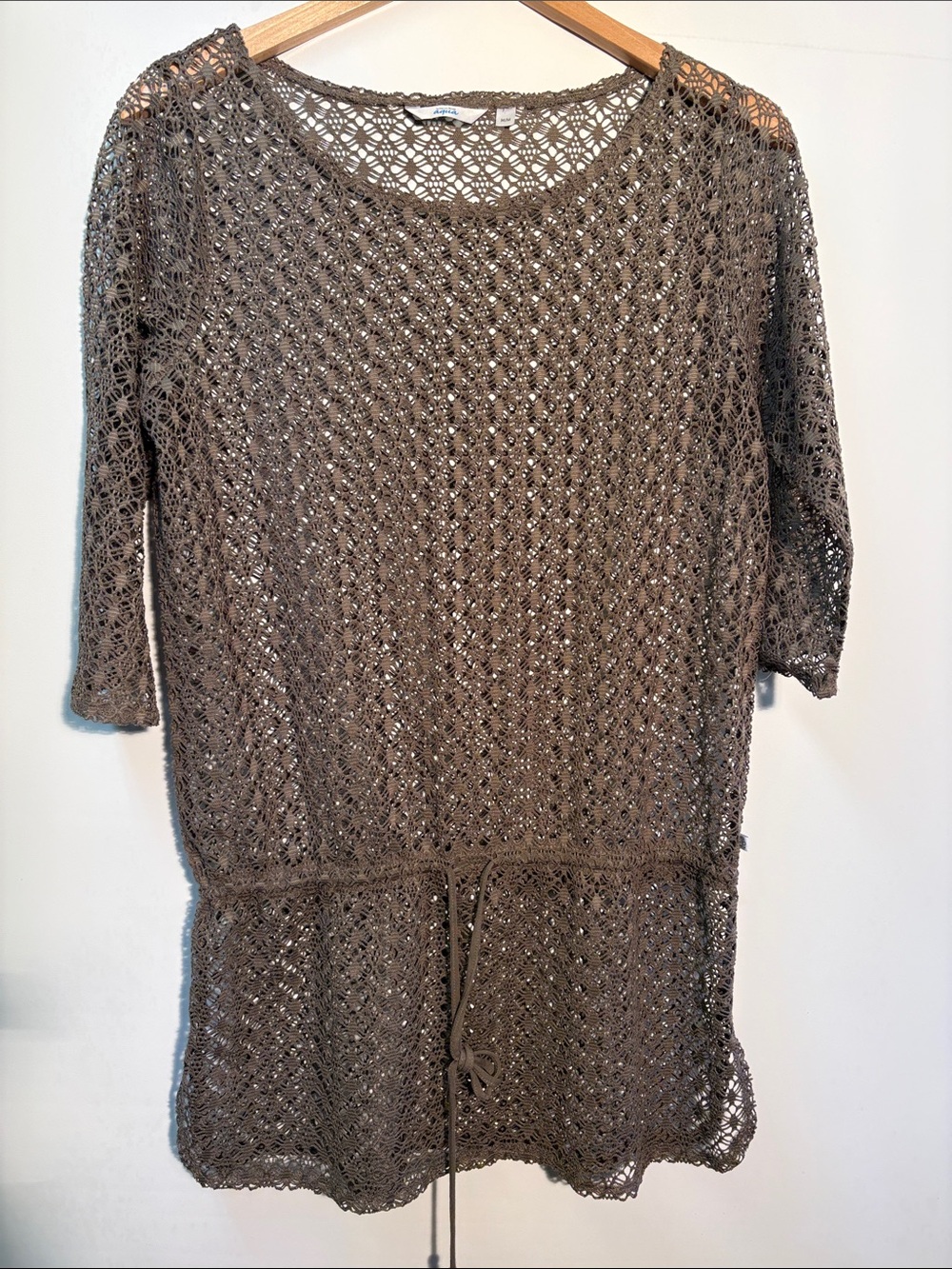 La Vie En Rose Taupe Crochet Tie-Waist Swim Cover Up